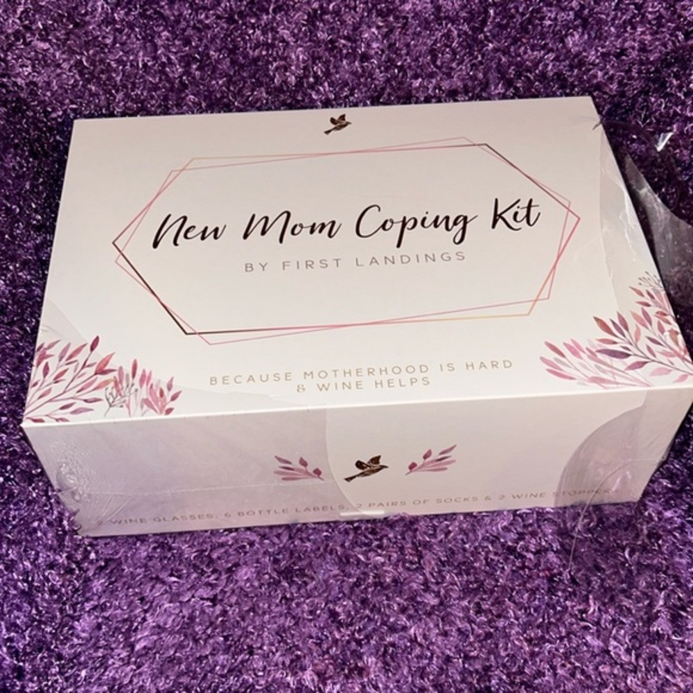 First Landings New Mom Coping Kit because motherhood is hard and wine helps